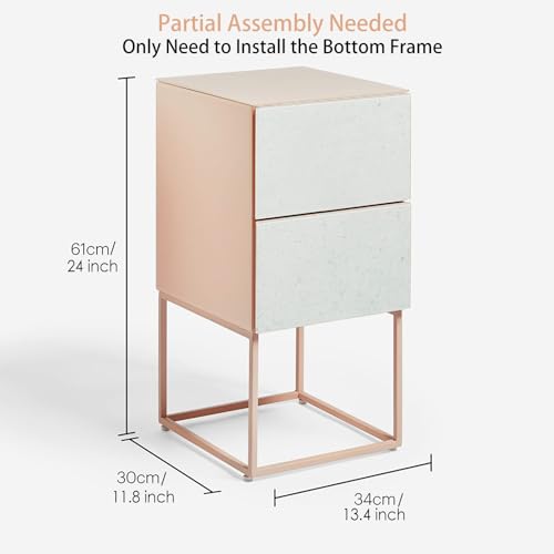 Pink Glass 2 Drawer Nightstand Q973178