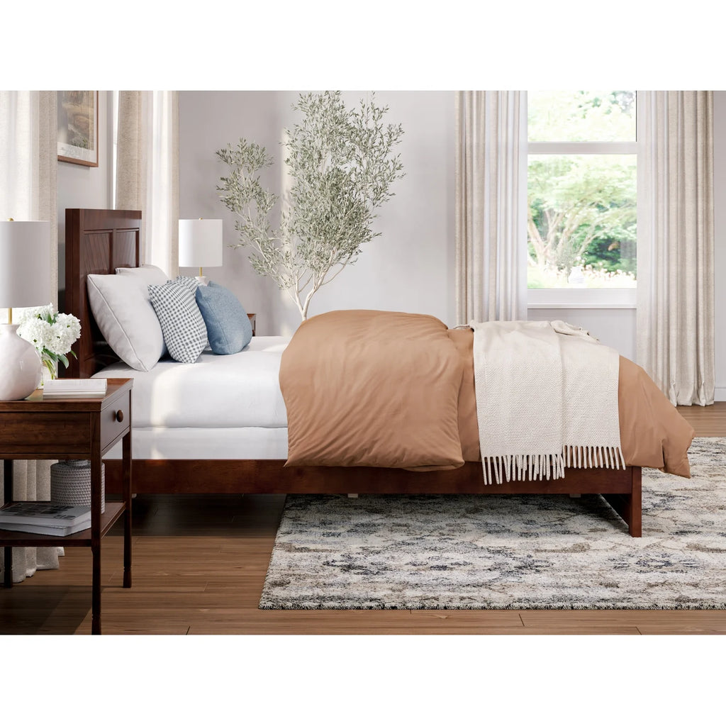 Full Solid Wood Foundation Bed Frame with Matching Footboard D319