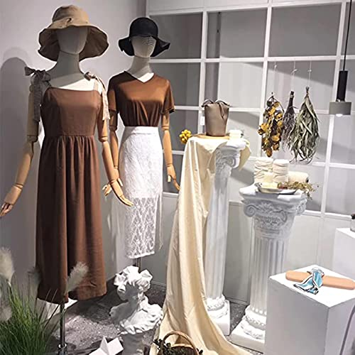 Beige Display Mannequin with Detachable Head, Wooden Hands, Adjustable Height Stand N769665
