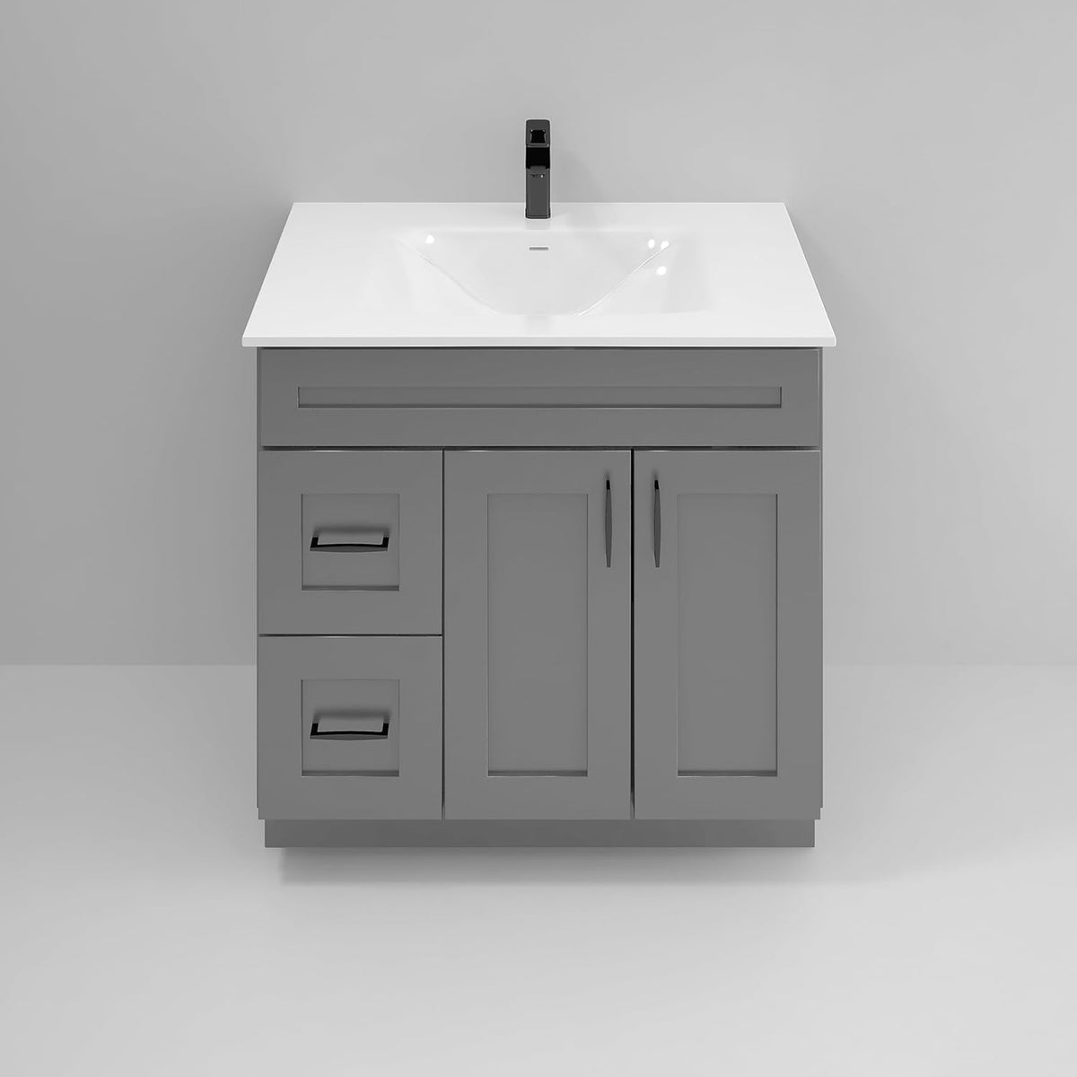 Gray Shaker Bathroom Vanity Sink Base with Drawers 36 in Cabinet Y90884