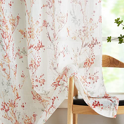 White Striped Sheer Curtains 63inch Length Light Filtering Semi Sheer Chiffon Window Curtains 2 pack Grommet Top B339046