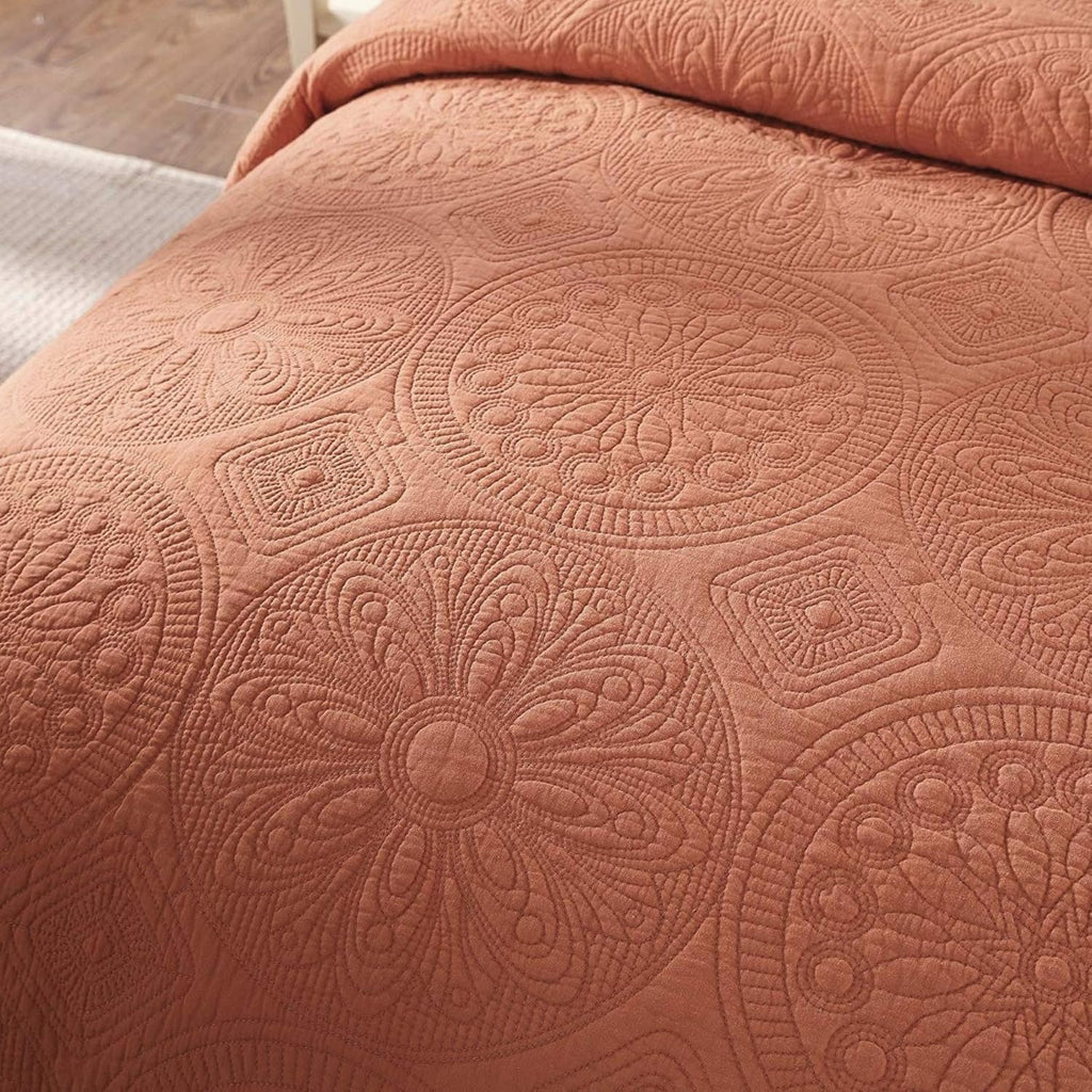 Cotton Stone Washed Floral Bohemian Coverlet Bedspread 3 Piece Set, King O726000