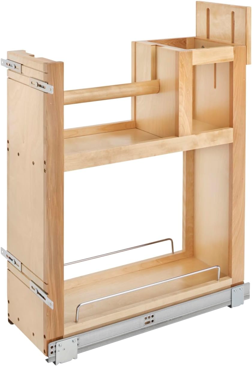 Light Brown Wood Paper Towel Pull Out Organizer D349963