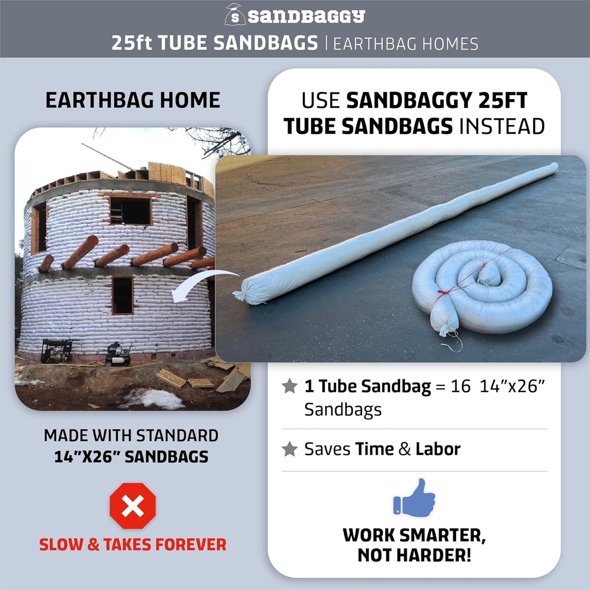 25 Ft Empty Tube Sandbags with UV Protection, 10 Tube Bags U282