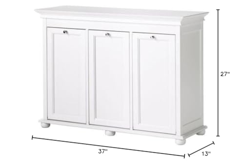 White Triple Tilt Out Bathroom Hamper O241