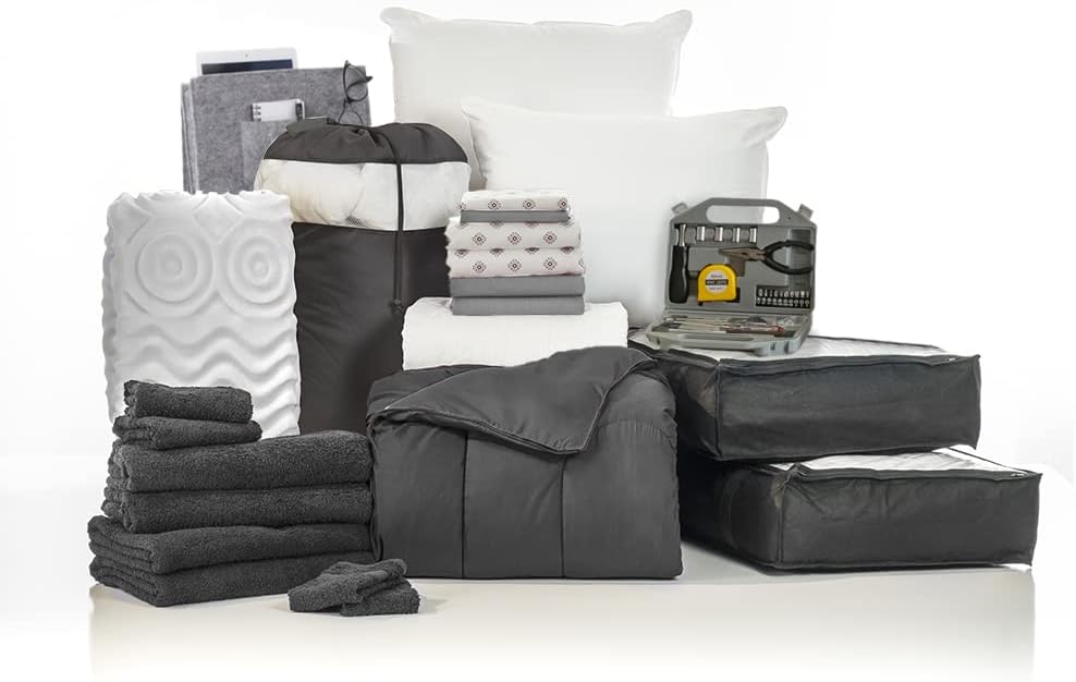 Twin XL Blue and Navy Bedding Bath Set with Trunk A6125