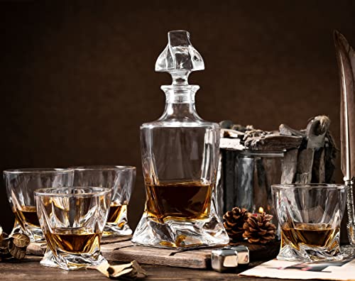 Whiskey Decanter Set with 4 Glasses in Gift Box O982278