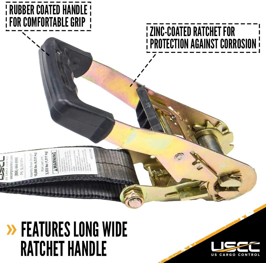 2 Inch x 30 Foot Ratchet Strap with Double J Hooks 4 Pack A991