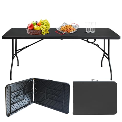 White Black Plastic Folding Table C77537