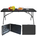 White Black Plastic Folding Table C77537