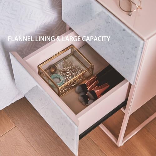 Pink Glass 2 Drawer Nightstand Q973178