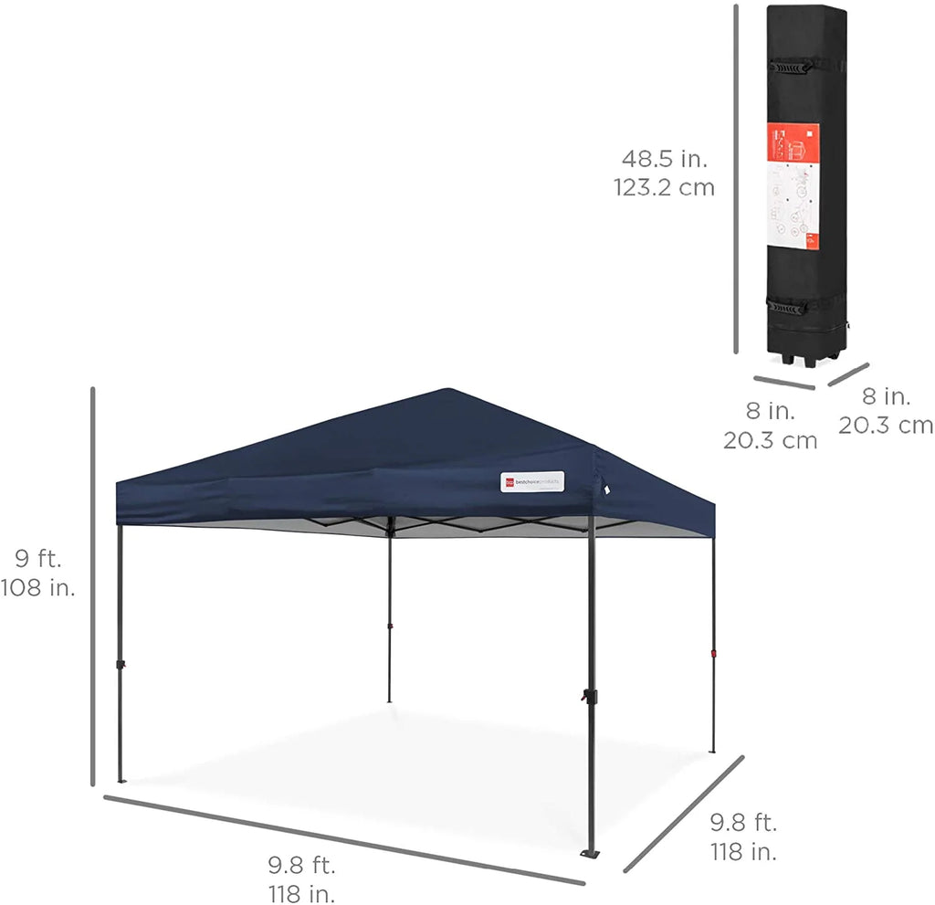 Blue 10x10ft Pop Up Canopy Tent with Wheeled Carry Case P972606