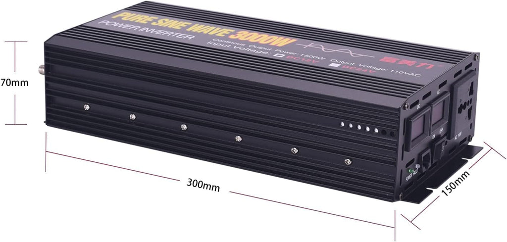 24V to 110V Pure Sine Wave Power Inverter 1500W/3000W Peak S473360