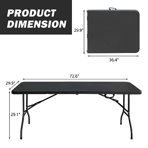 White Black Plastic Folding Table C77537