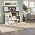 Silver Maple White Engineered Wood Computer Desk with Hutch B364055