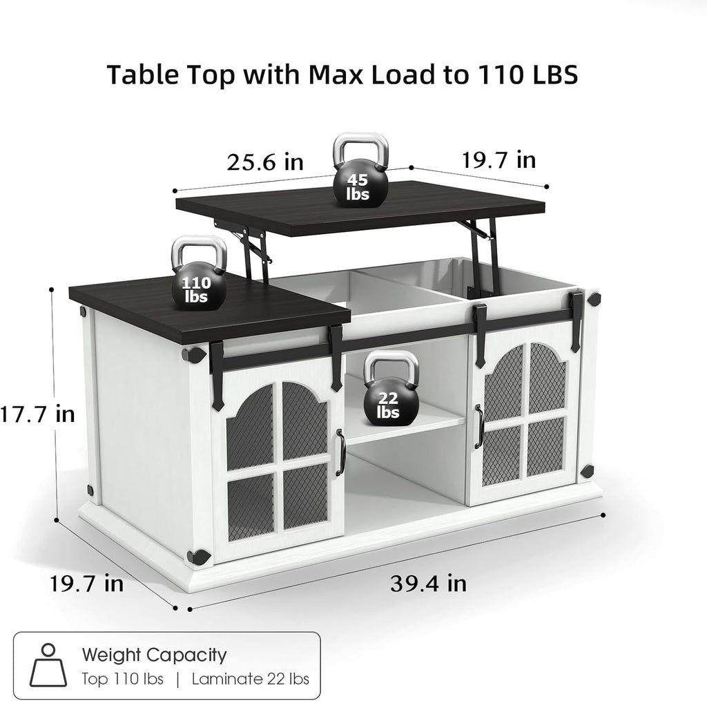 White Lift Top Coffee Table with Storage B12742