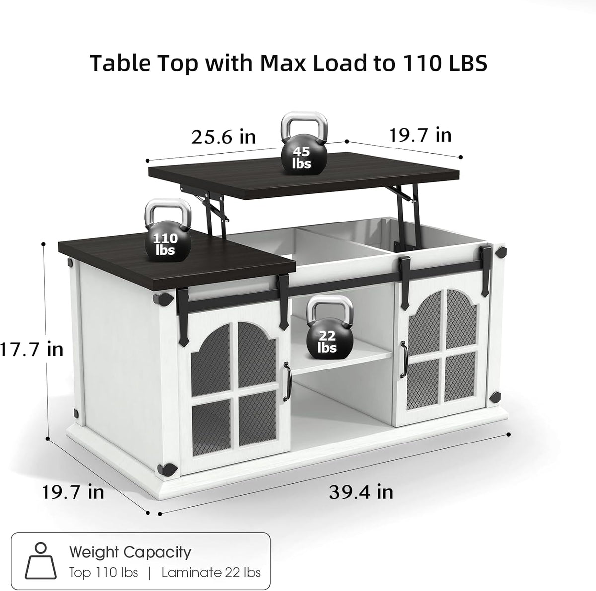 White Lift Top Coffee Table with Storage B12742