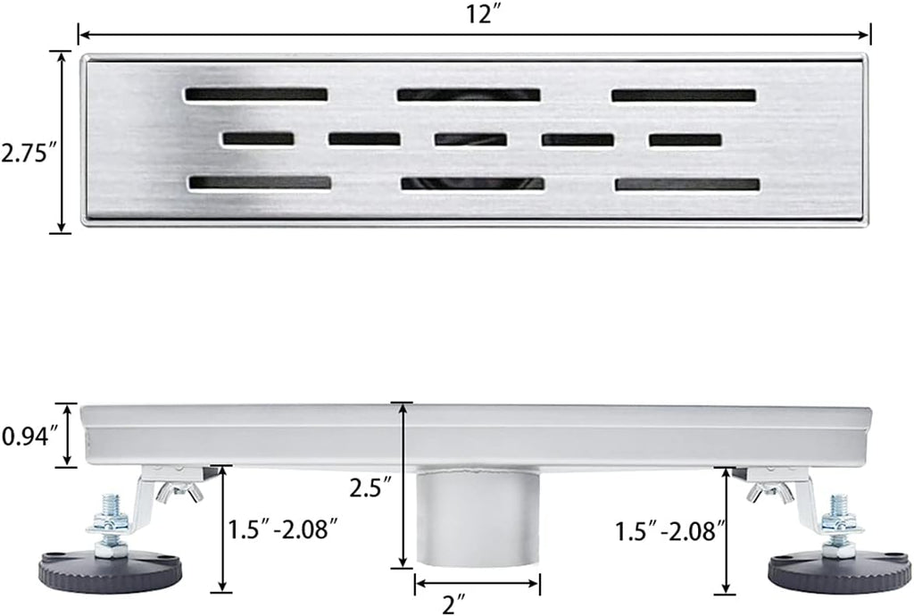 24 inch Linear Shower Drain Brushed 304 Stainless Steel G721