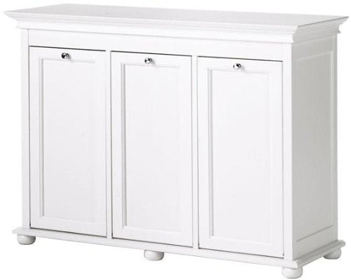 White Triple Tilt Out Bathroom Hamper O241