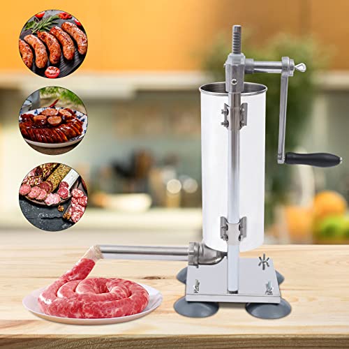 Stainless Steel 3L 6LBS Vertical Meat Sausage Stuffer Machine with 8 Stuffing Tubes N12943
