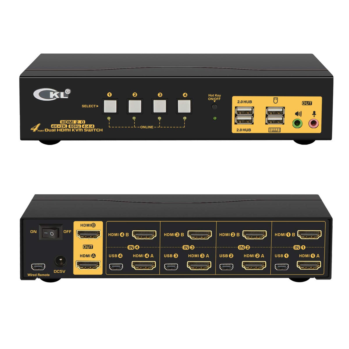 2x2 HDMI KVM Switch Dual Monitor USB 3.0 4K 60Hz with Cables I390