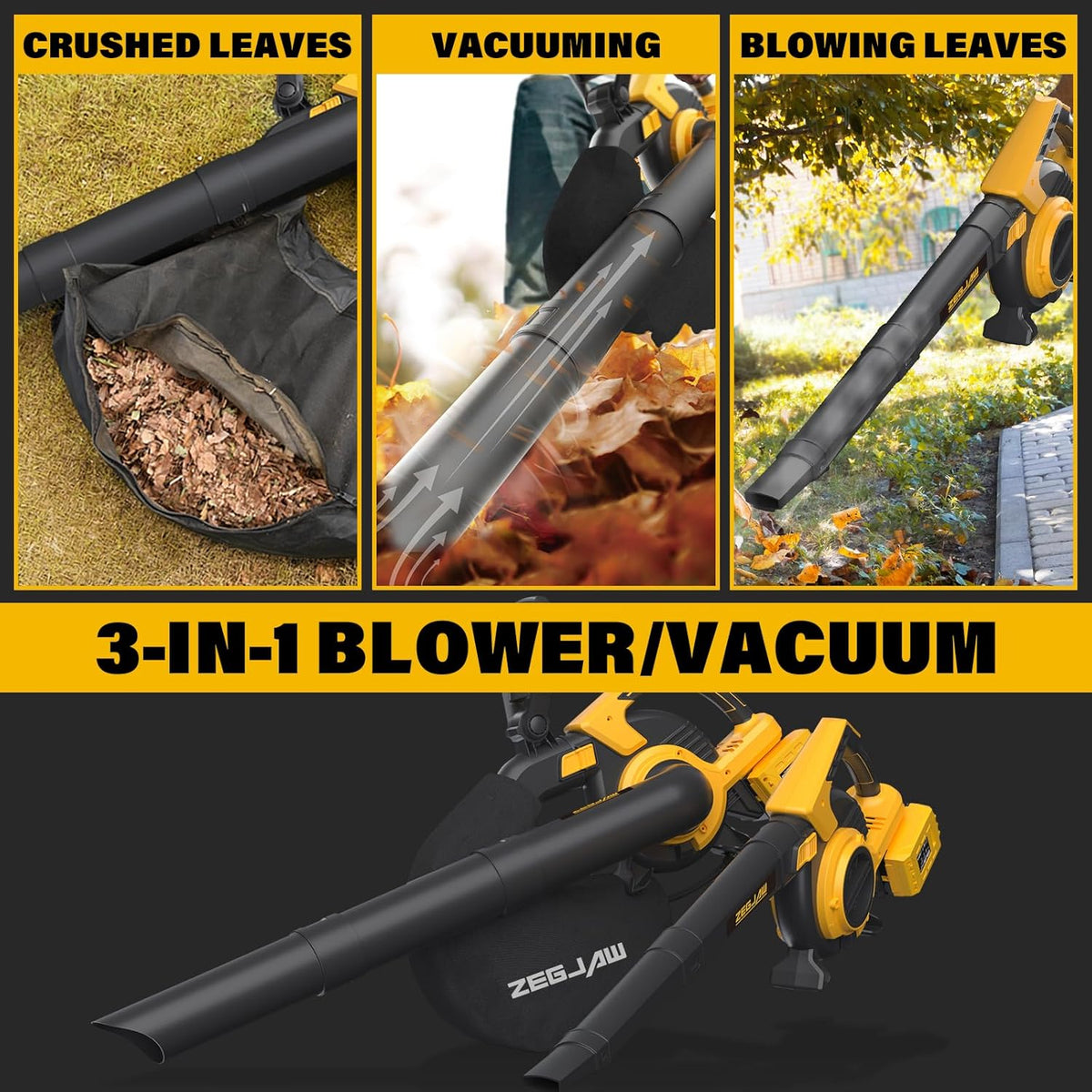 40V 330CFM Cordless Leaf Blower & Vacuum with 2x4.0Ah Battery & Charger V42798