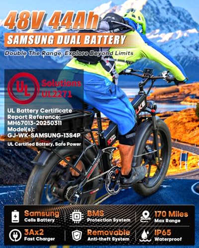 26" Fat Tire 48V 44Ah Battery Full Suspension Electric Mountain Bike I2851