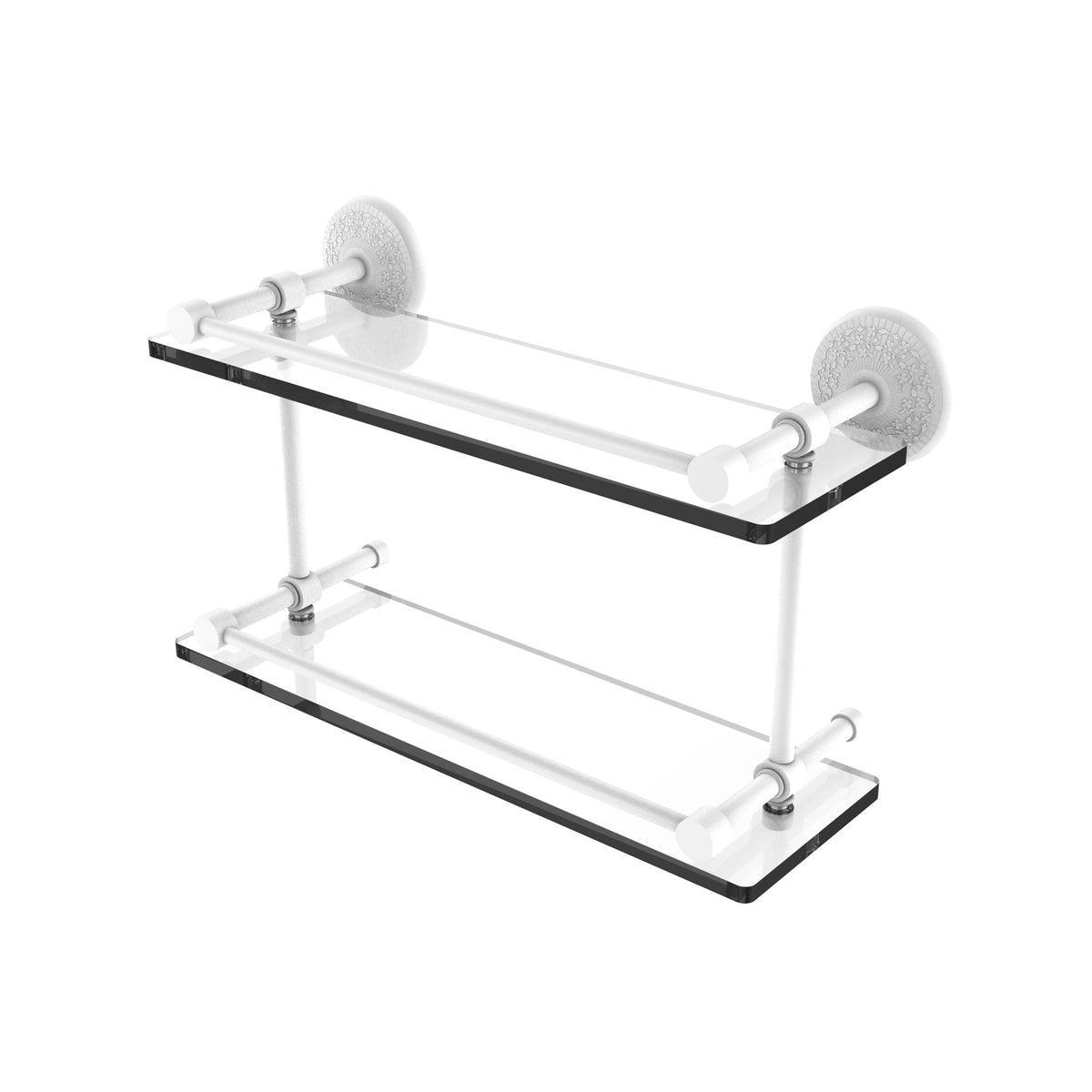 16-inch Double Glass Shelf with Gallery Rail U408738