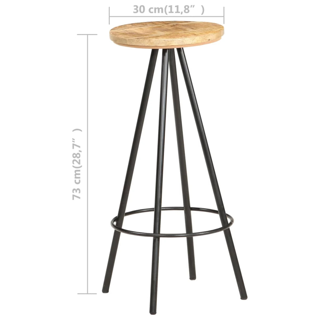2 pcs Rough Mango Wood Bar Stools Y75035