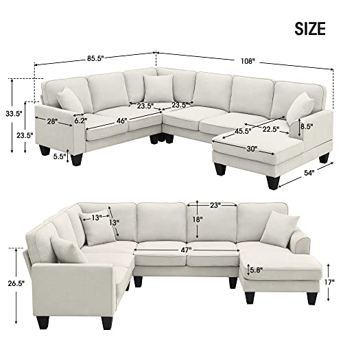 7 Seat Modular Sectional Sofa with 3 Pillows Q3672