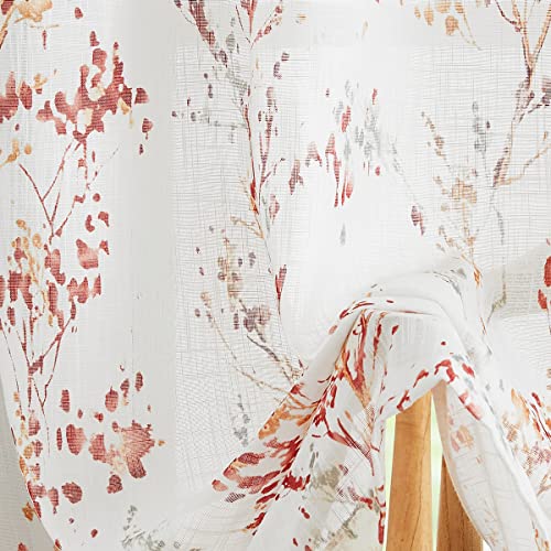 White Striped Sheer Curtains 63inch Length Light Filtering Semi Sheer Chiffon Window Curtains 2 pack Grommet Top B339046