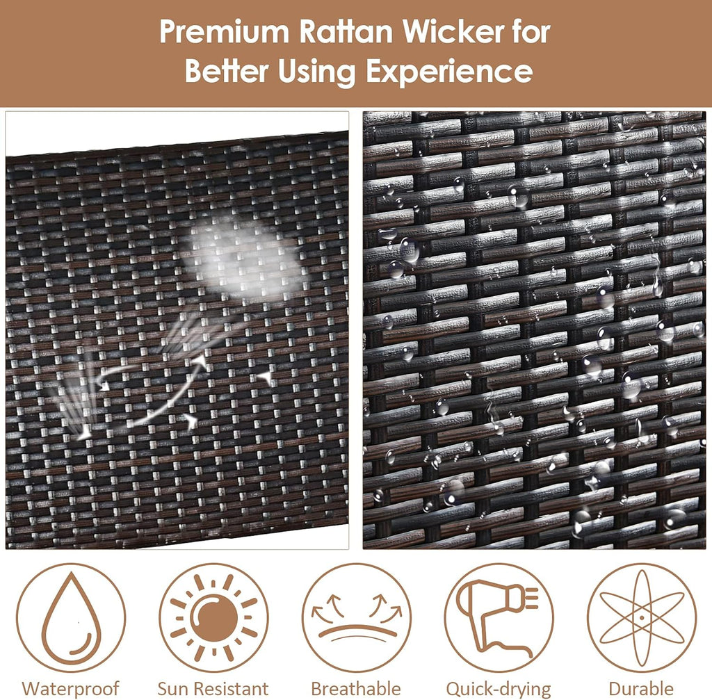 Wicker Rattan Bench with Acacia Wood Armrest P9323