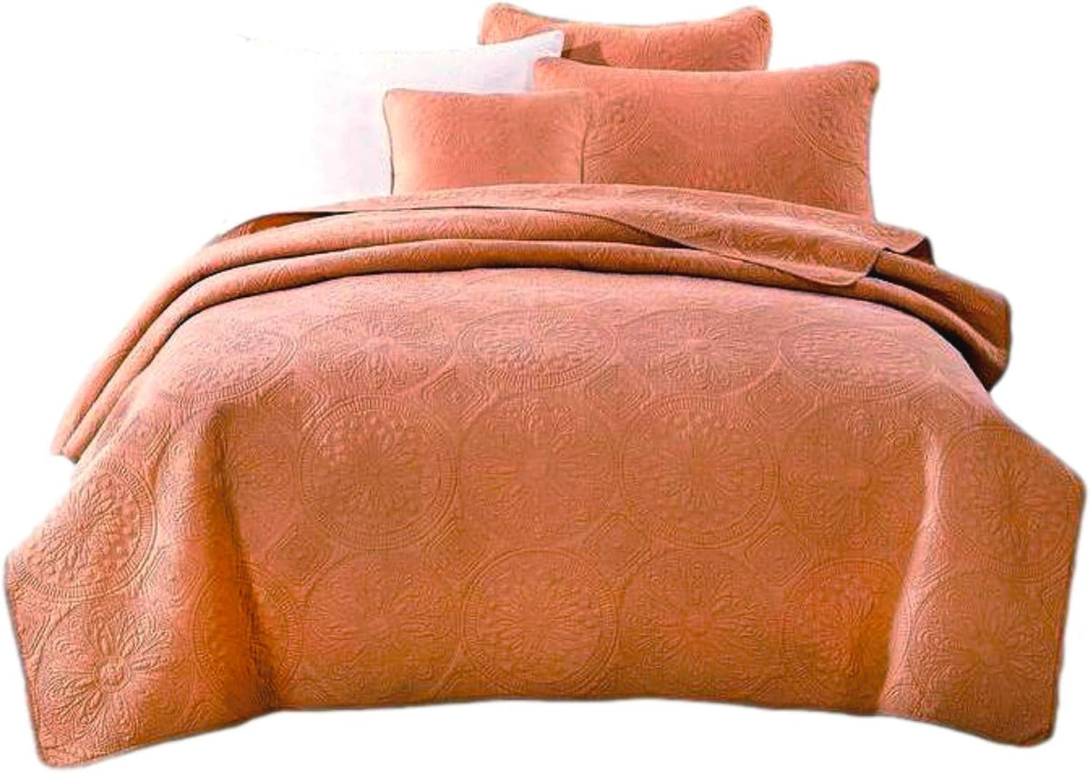 Cotton Stone Washed Floral Bohemian Coverlet Bedspread 3 Piece Set, King O726000