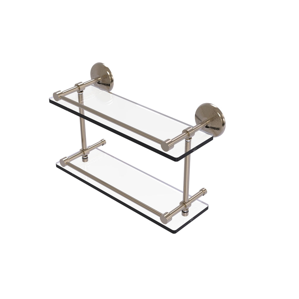 16-inch Double Glass Shelf with Gallery Rail U408738