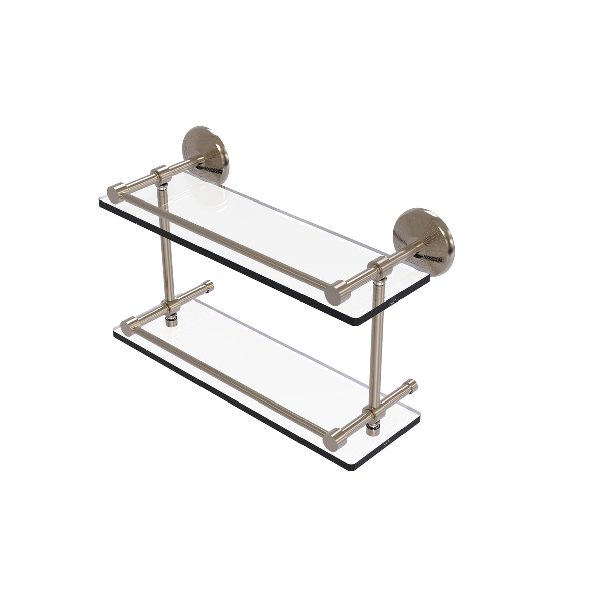 16-inch Double Glass Shelf with Gallery Rail U408738