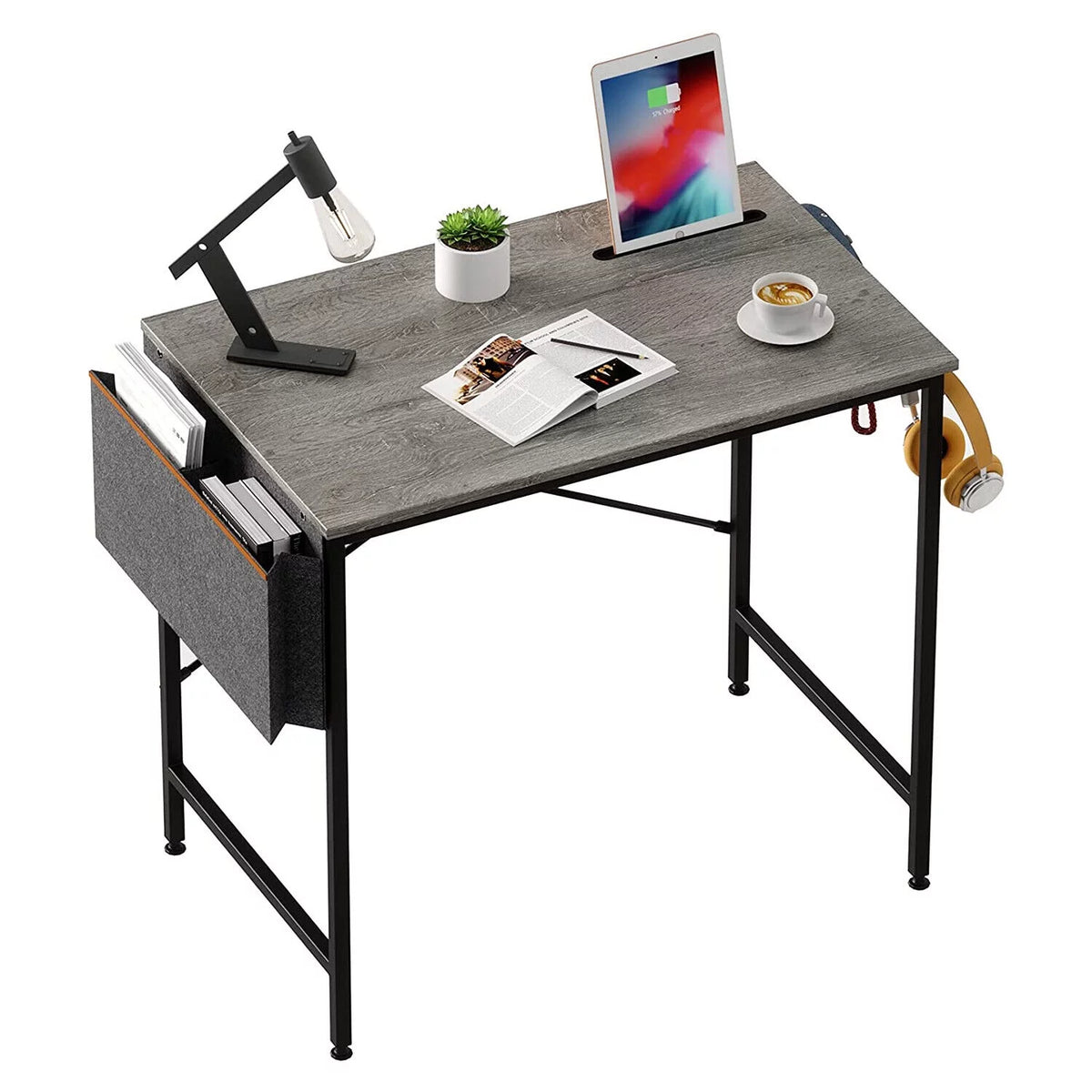 32'' Grey Computer Desk with Storage Bag M6246