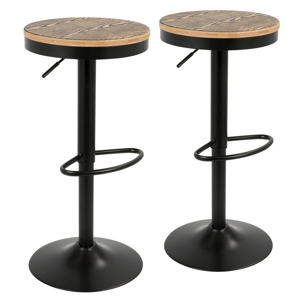 Adjustable Wood Bar Stool Set of 2 E697