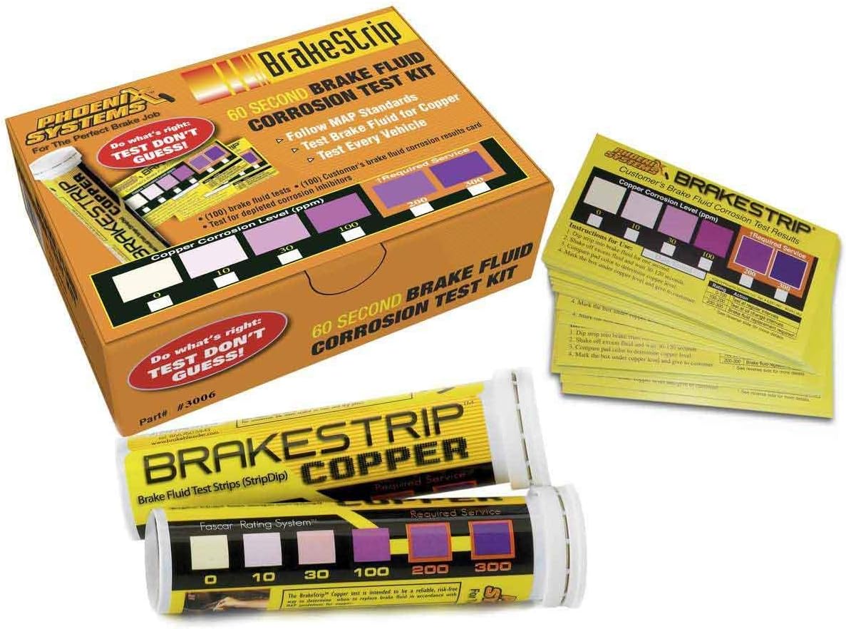 Brake Fluid Test Strip Kit, 100 Test Strips and 100 Rating Cards, Pack of 2 Z478990