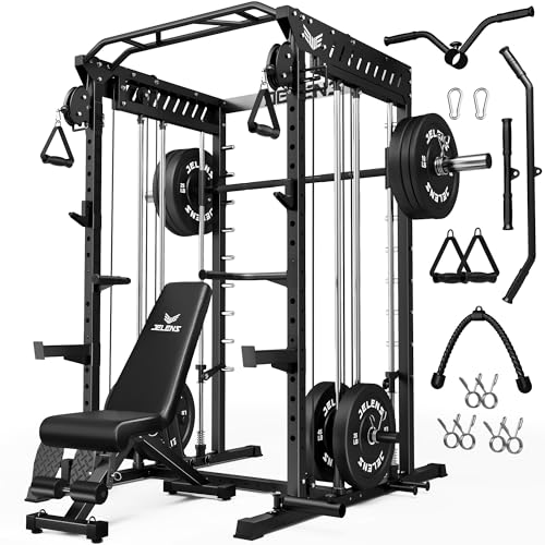 Multi-Function Power Cage with Dual Pulley Cable Crossover System H895609