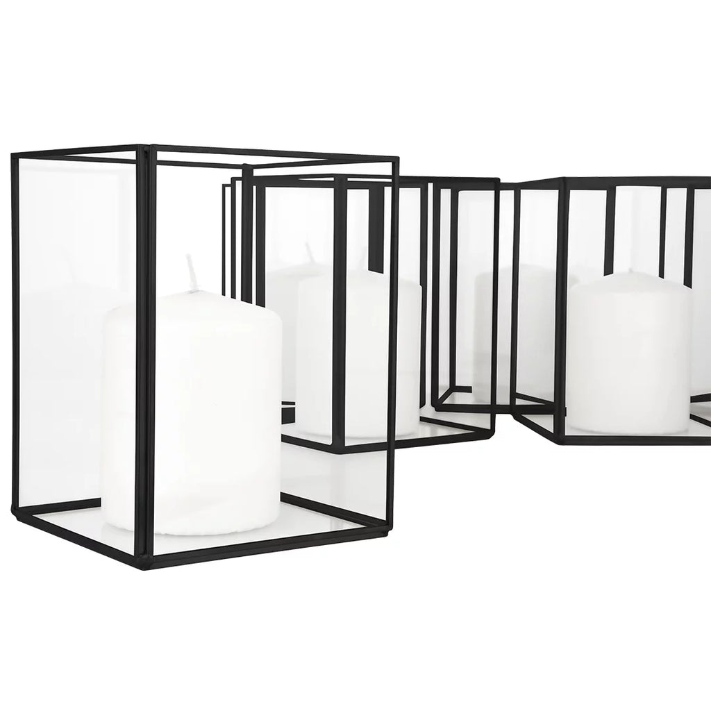 Black Geometric Hurricane Candle Holder Set of 6 P76994
