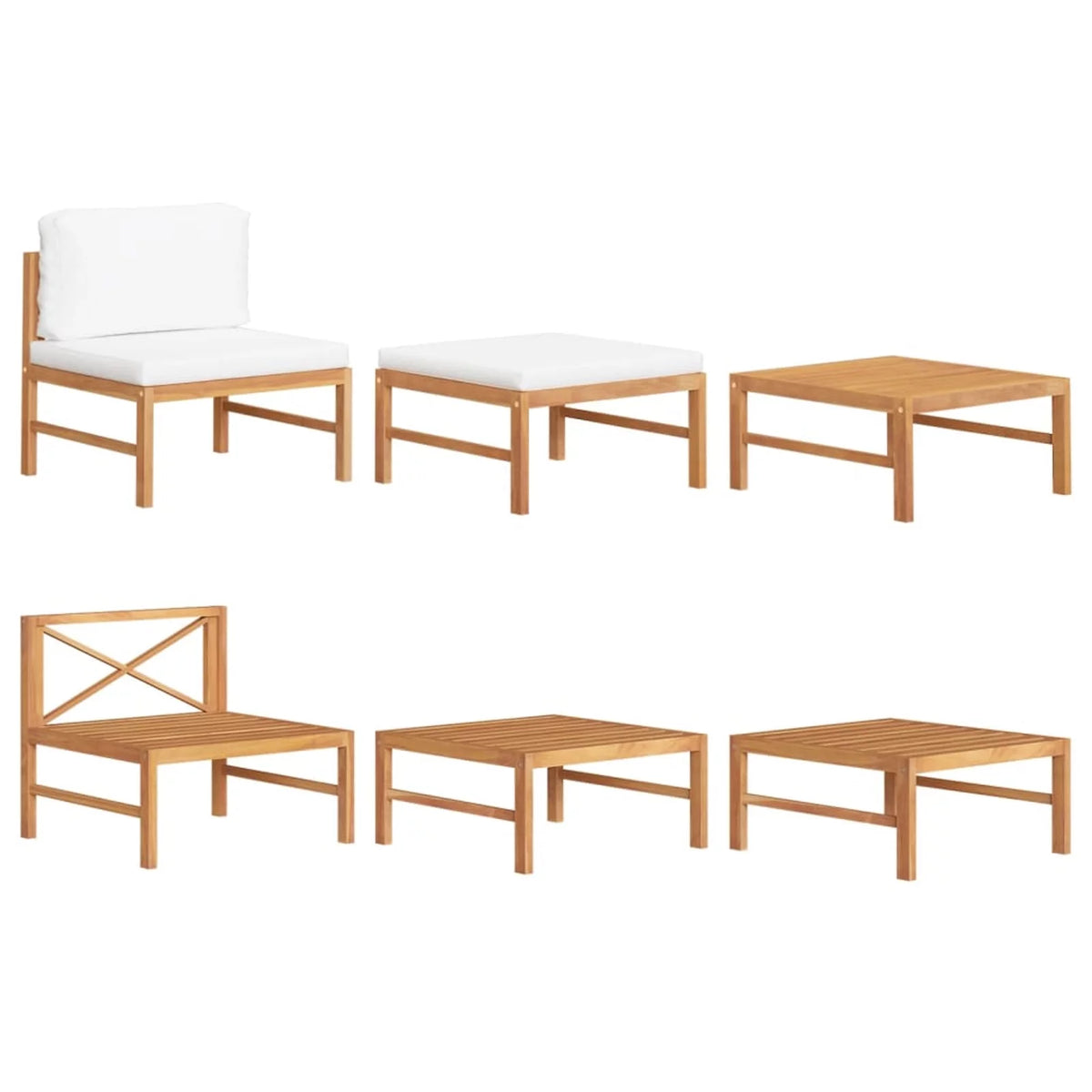 3 Piece Patio Set with Cushions Teak Wood D31315
