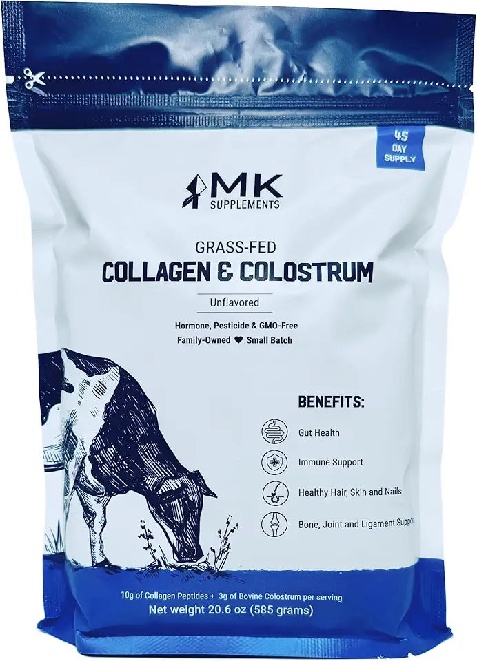 Grass-Fed Collagen & Colostrum Supplement, 45 Servings, Non-GMO, Gluten Free G4236
