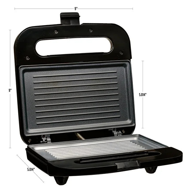 Black Electric Panini Press Grill with Nonstick Plates I951757