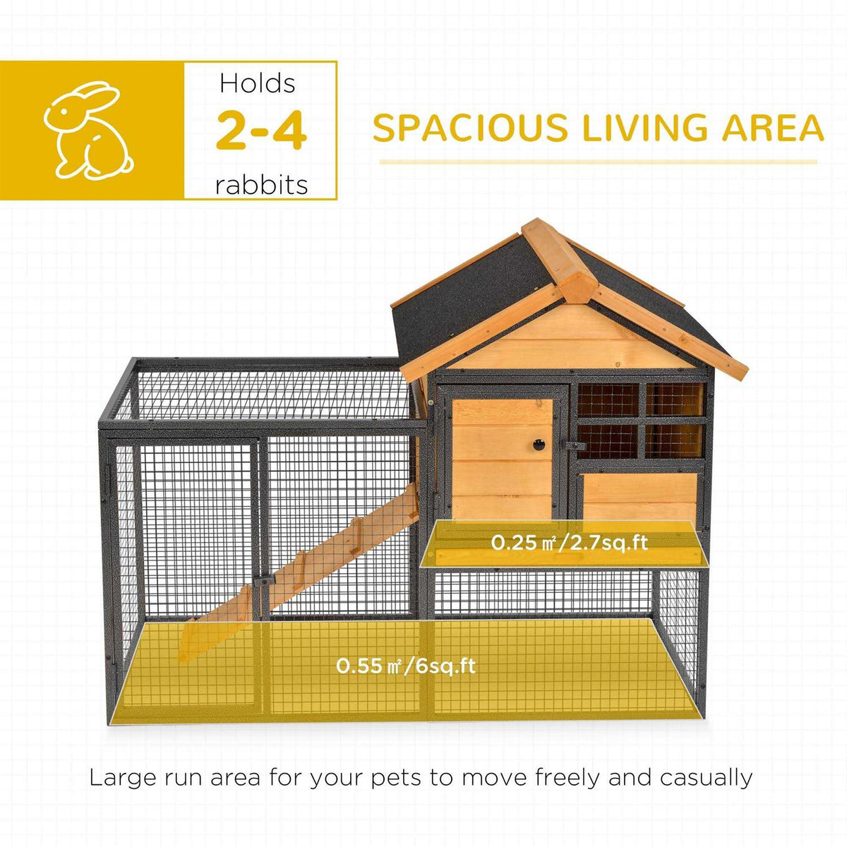 Elevated Wood-metal Pet House with Slide-Out Tray V25397