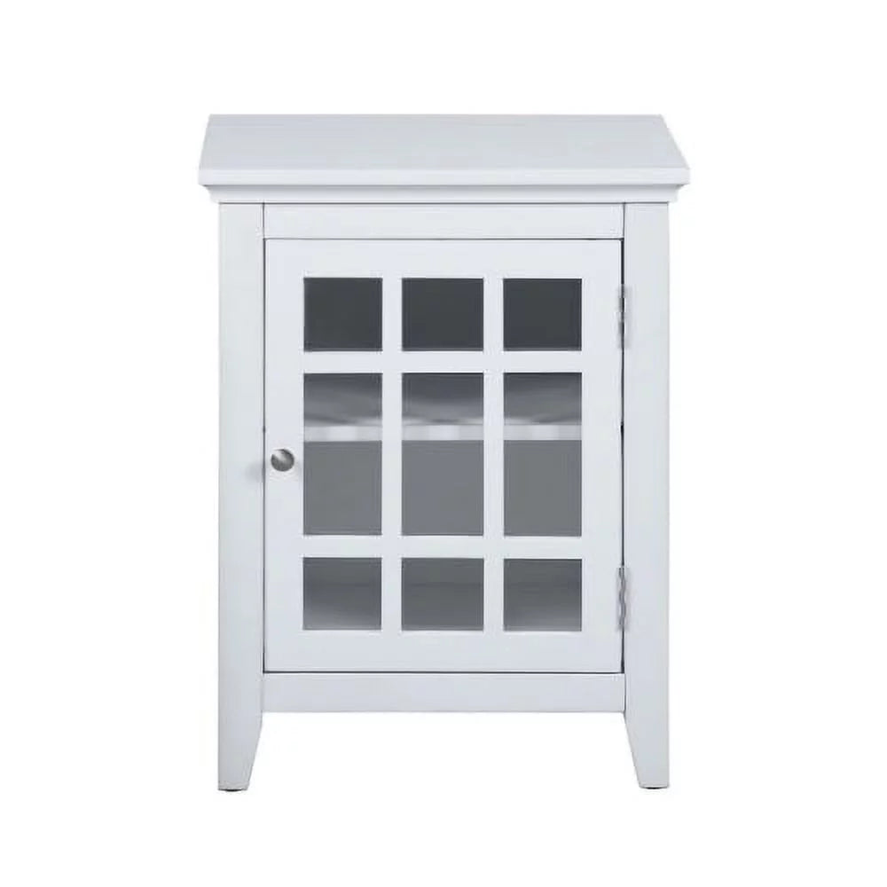 White Bedside Table/Night Stand with Open Storage Compartments K803