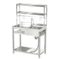 304 Stainless Steel Single Bowl Utility Sink with Drainboard D22522