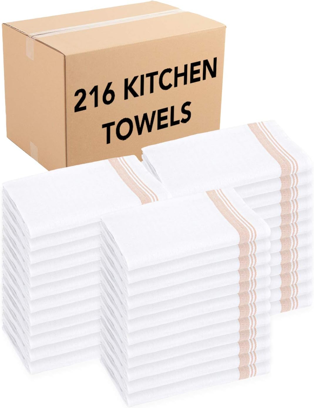 Oversized 100 Percent Cotton Kitchen Towels, Blue Stripes, 216 Bulk Case Pack Q35036