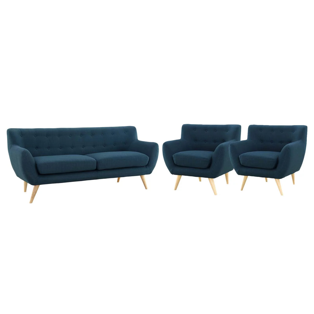 Navy Blue Fabric Armchair and Sofa Set Z51686