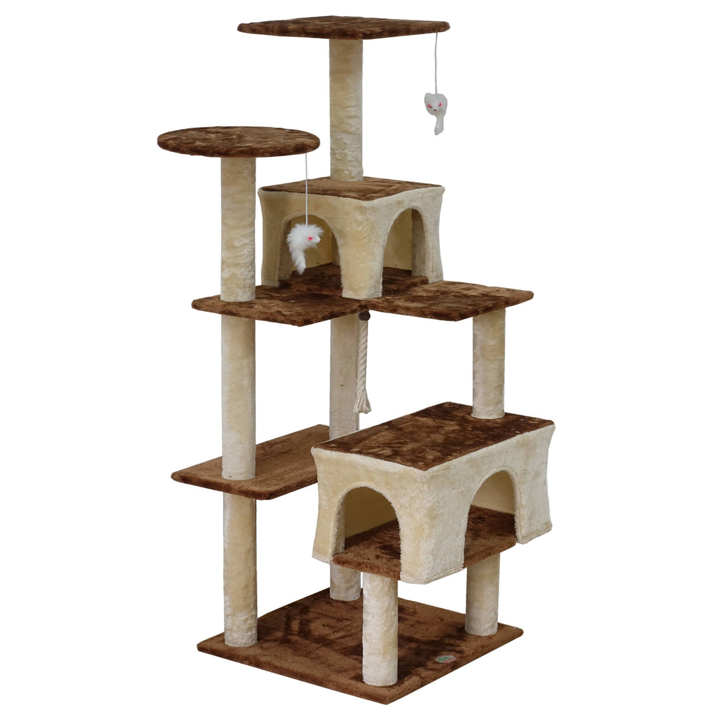 61-inch Cat Tree Beige Brown O57881