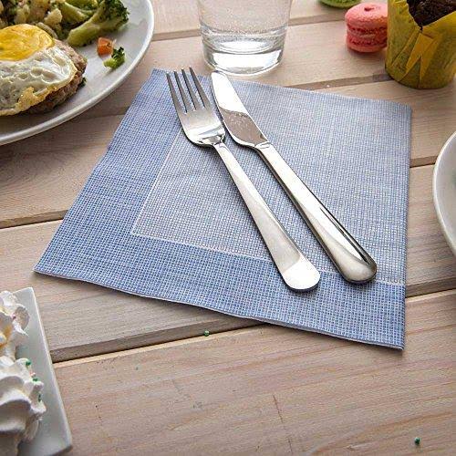 White with Blue Threads Disposable Napkins 16x16 Inches 600 Count Q976571